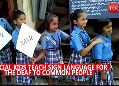 Special kids teach sign language to people as part of awareness drive